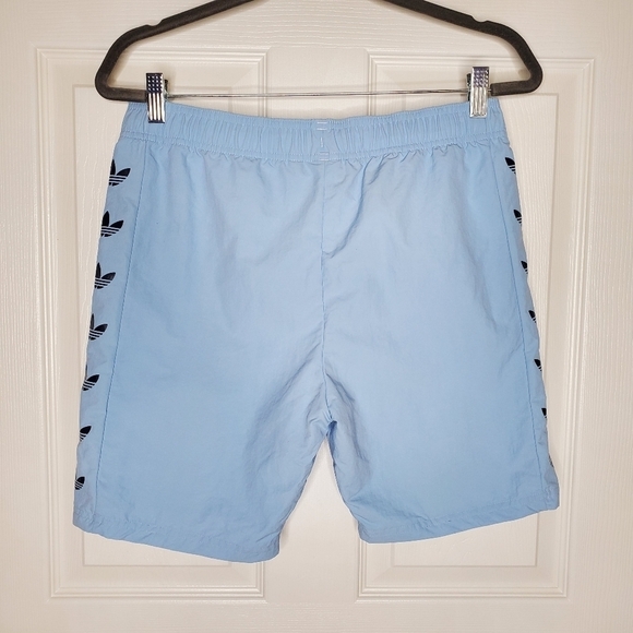 Adidas Blue Repeat Trefoil Graphic Logo Swim Shorts - Picture 5 of 9